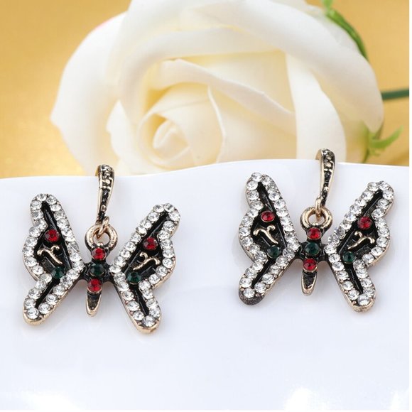 Turkish Crystal Enamel Butterfly Earrings - Picture 16 of 16